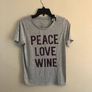 Woman’s Cute Graphic Tee Peace Love Wine